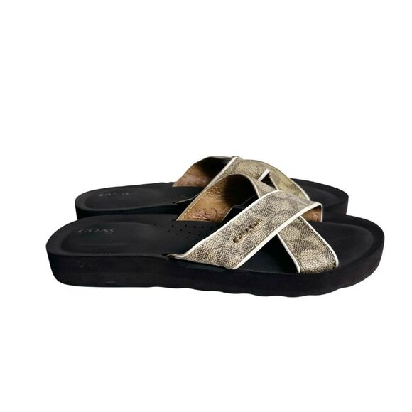 🔃Coach Signature Flip Flop Sandal Flat - Picture 3 of 9
